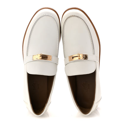 Hermes Calfskin Womens Destin Loafer 36.5 White 5 of 10