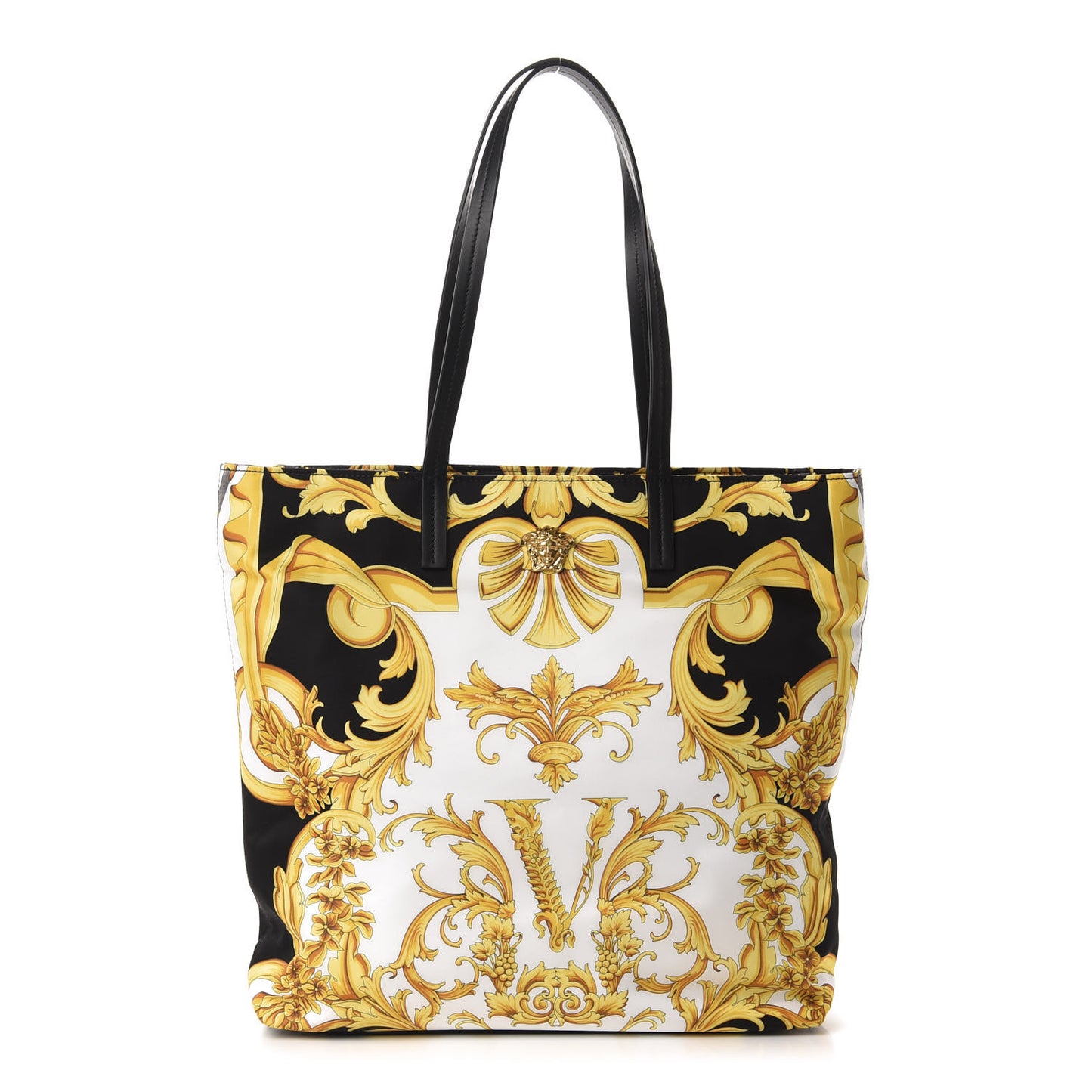Nylon Baroque Print Tote Black