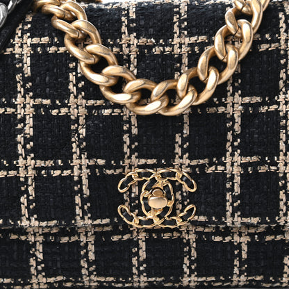 Chanel Tweed Quilted Large Chanel 19 Flap Black Beige 10 of 11