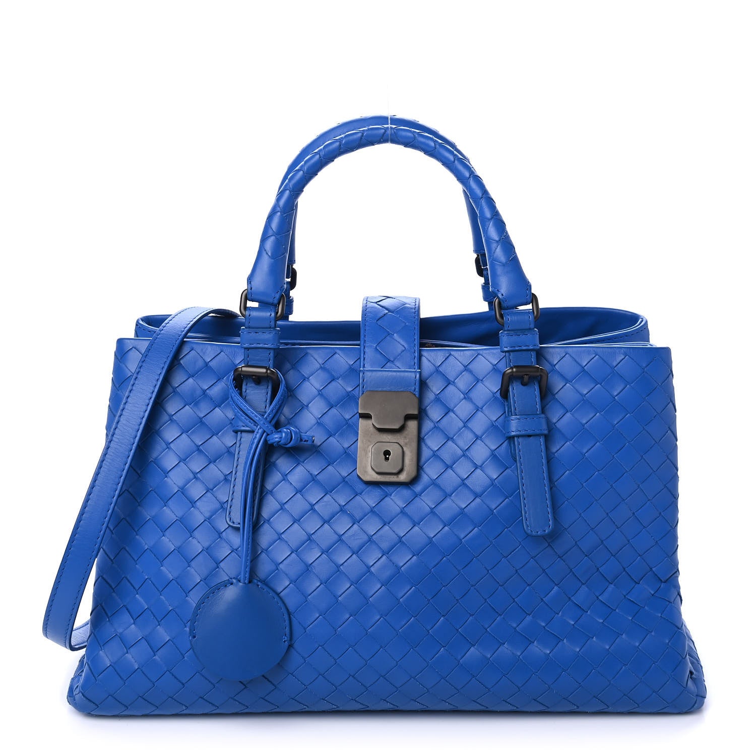 Bottega Veneta Light Calf Intrecciato Small Roma Signal Blue 1 of 4
