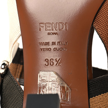 Fendi PVC Vitello FF Colibri 85mm Slingback Pumps 36.5 Transparent White Cuoio Avana 7 of 9