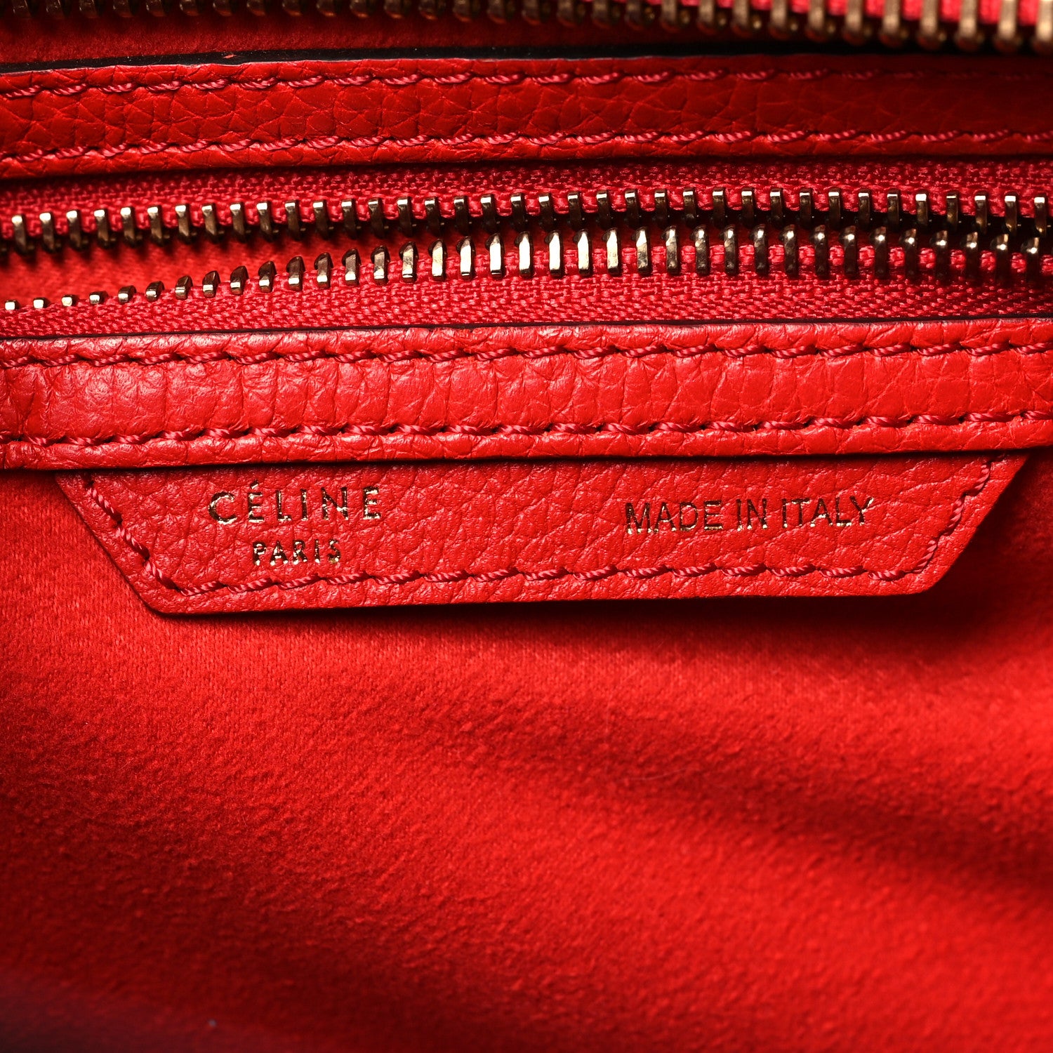 Celine Drummed Calfskin Micro Luggage Red 6 of 9