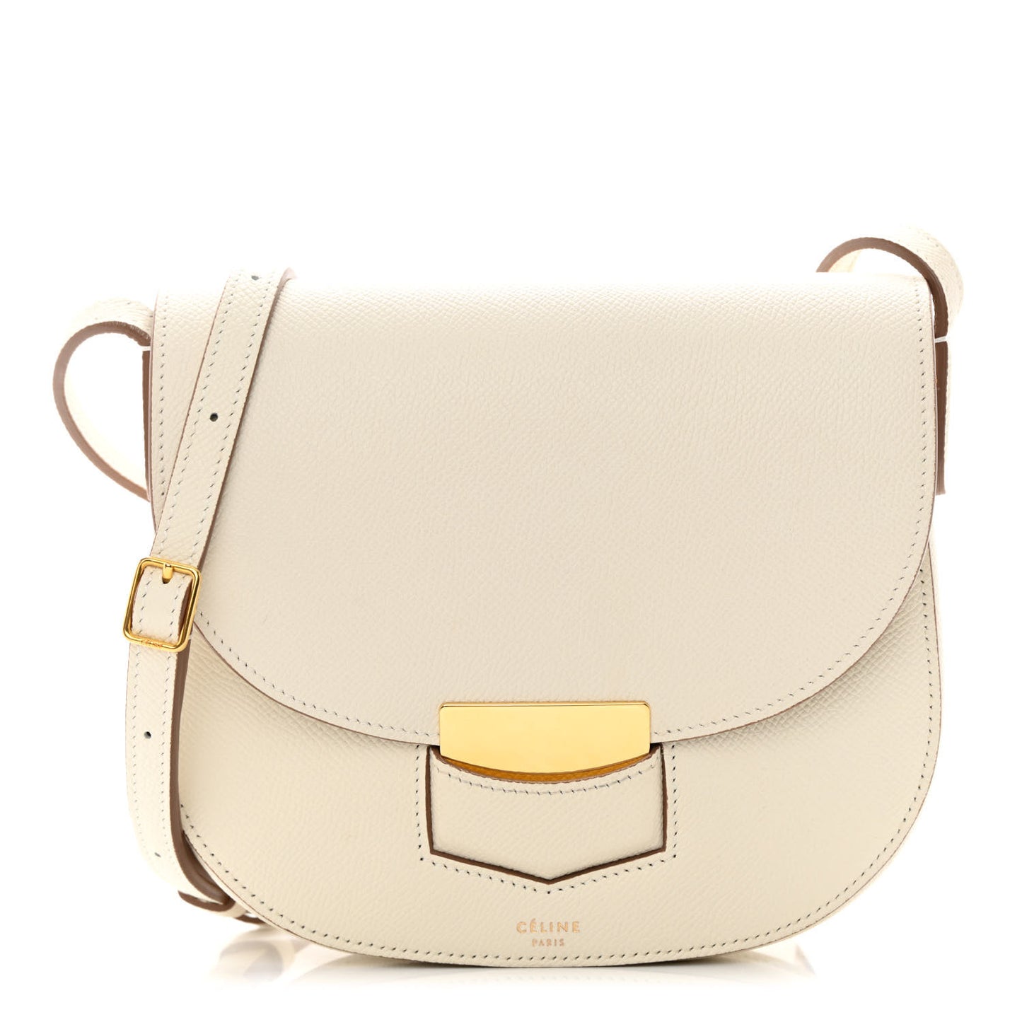 Grained Calfskin Small Trotteur White