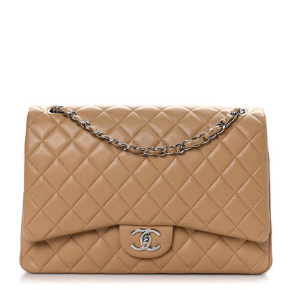 Chanel Lambskin Quilted Maxi Double Flap Beige 1 of 9