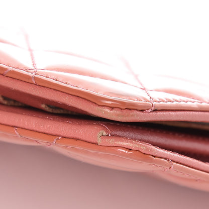 Chanel Patent Quilted Brilliant Yen Wallet Pink 19 of 20