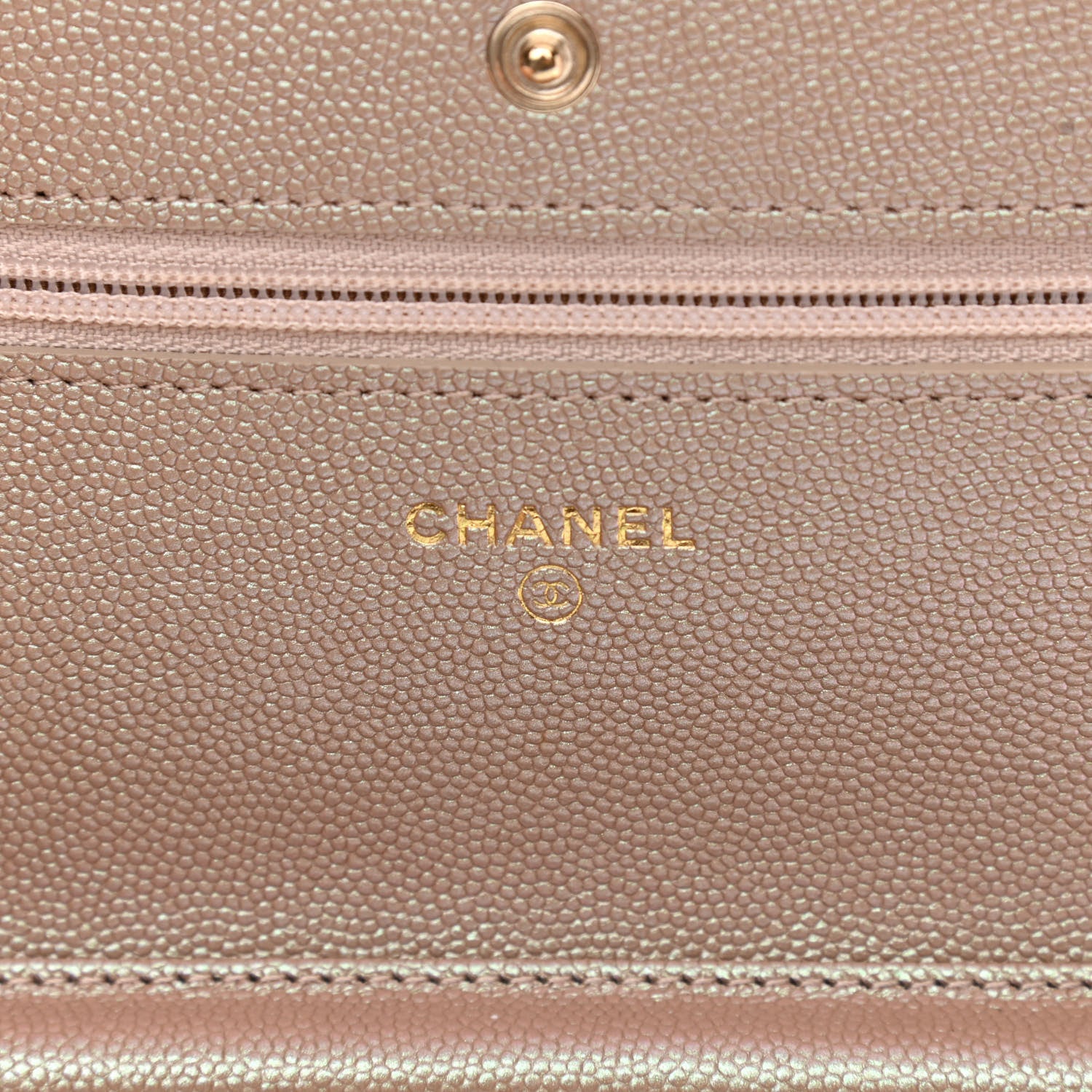 Chanel Iridescent Caviar Quilted Wallet On Chain WOC Beige 6 of 13