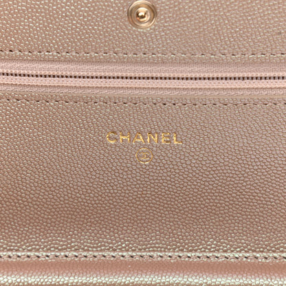 Chanel Iridescent Caviar Quilted Wallet On Chain WOC Beige 6 of 13