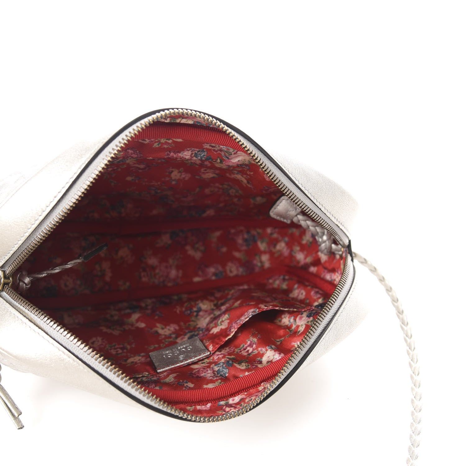 Gucci Laminated Nappa Web Trapuntata Small GG Shoulder Bag Argento 5 of 12