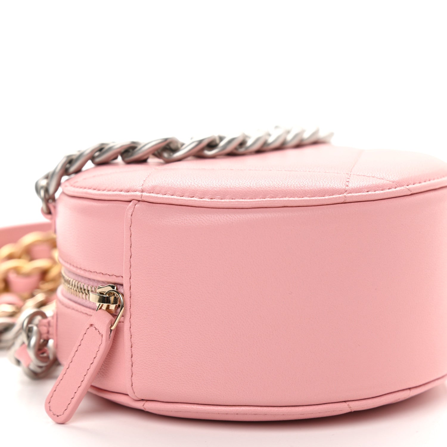Chanel Lambskin Quilted Chanel 19 Round Clutch With Chain Pink 8 of 9