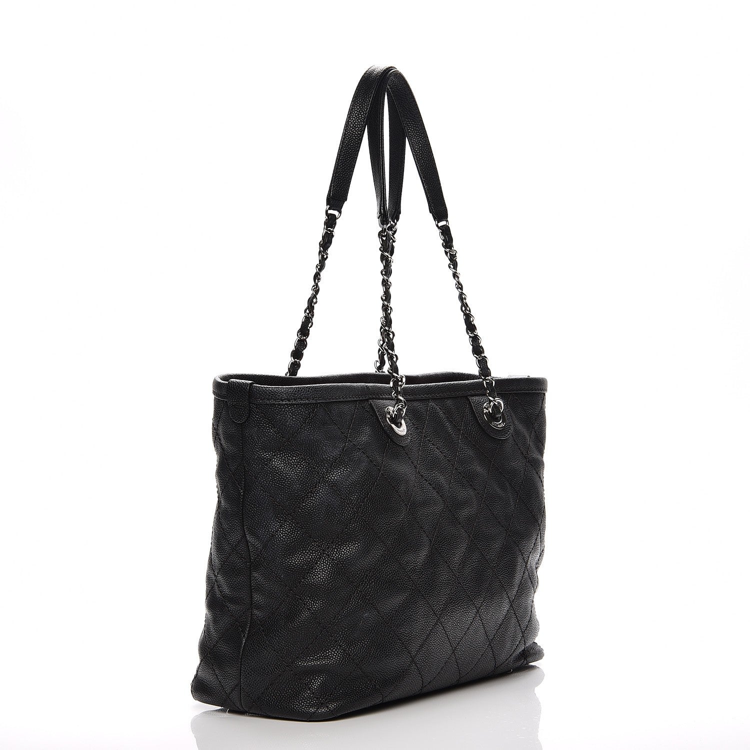 Chanel Grained Calfskin Quilted Small Daily Shopping Tote Black 4 of 8