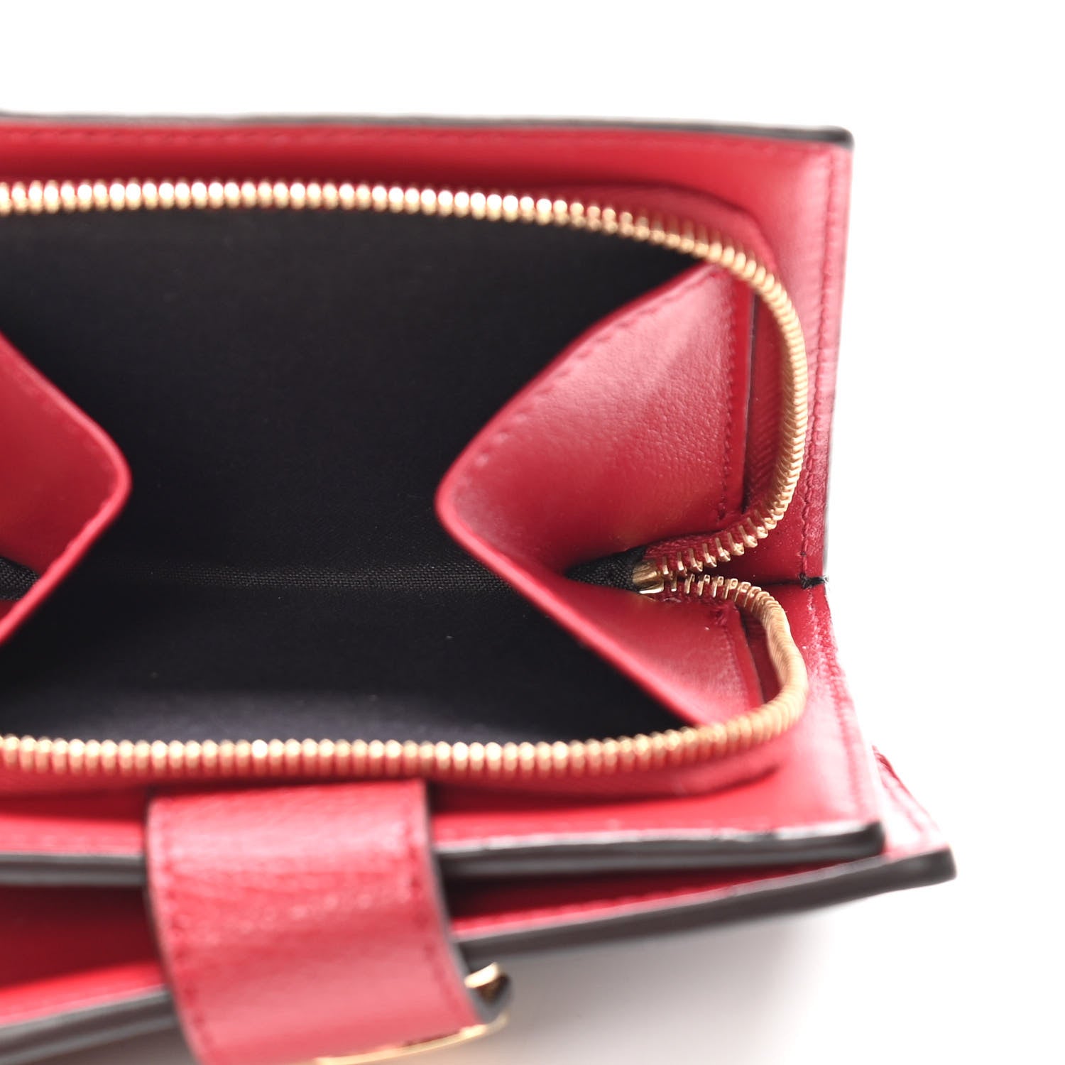 Fendi Vitello Cruise F is Fendi Bi-Color FF 1974 Embossed Compact Wallet Maya Black Fragola 5 of 9