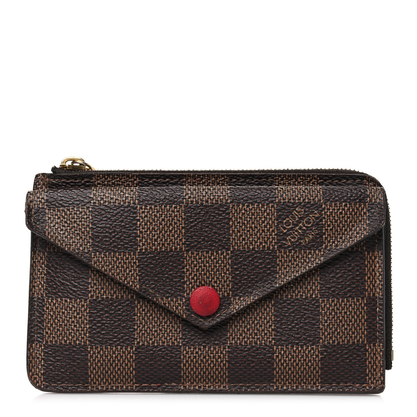 Damier Ebene Recto Verso Card Holder Red