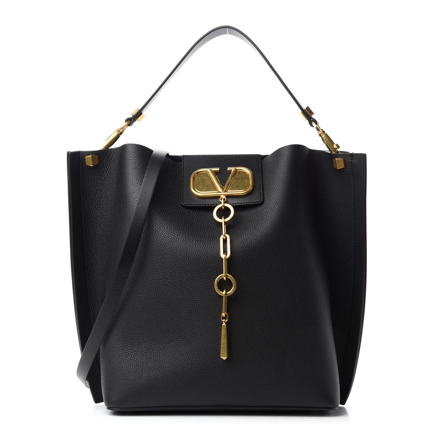 Grainy Calfskin Escape Hobo Bag Black