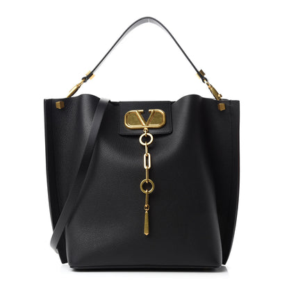 Valentino Garavani Grainy Calfskin Escape Hobo Bag Black 3 of 10
