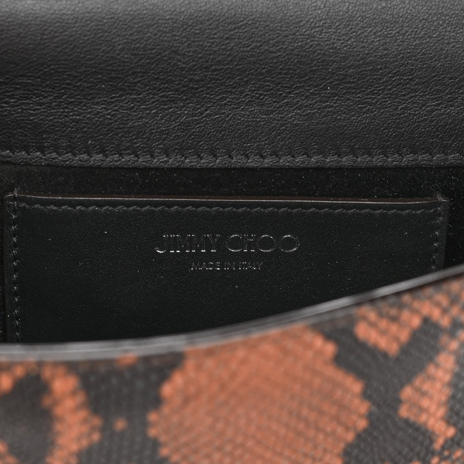 Jimmy Choo Calfskin Snakeskin Embossed Varenne Chain Clutch Brown 6 of 9