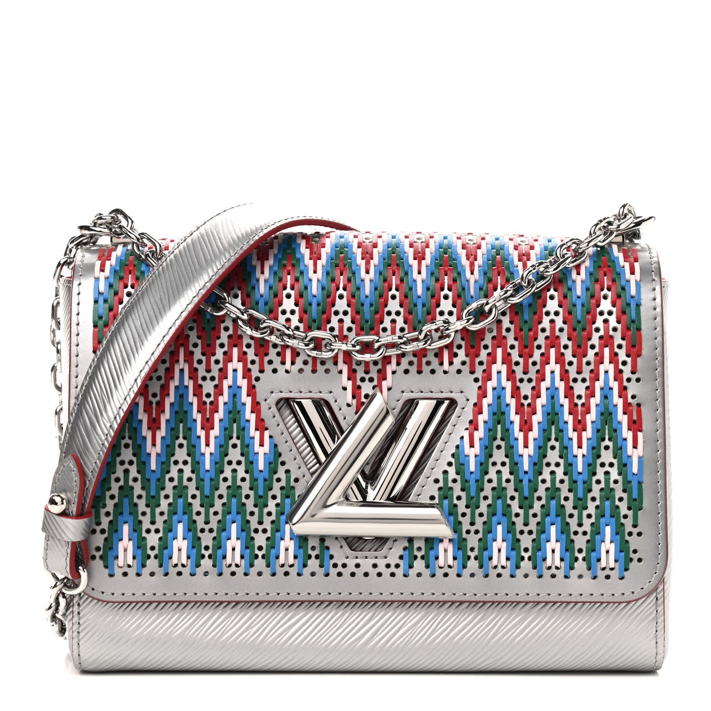 Epi Braided Twist Shoulder Bag MM Rainbow Silver