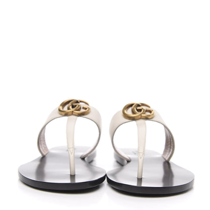 Gucci Calfskin GG Marmont Thong Sandals 36 Mystic White 2 of 8