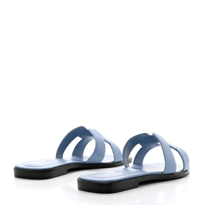 Hermes Box Calfskin Oran Sandals 36.5 Light Bleu 4 of 10