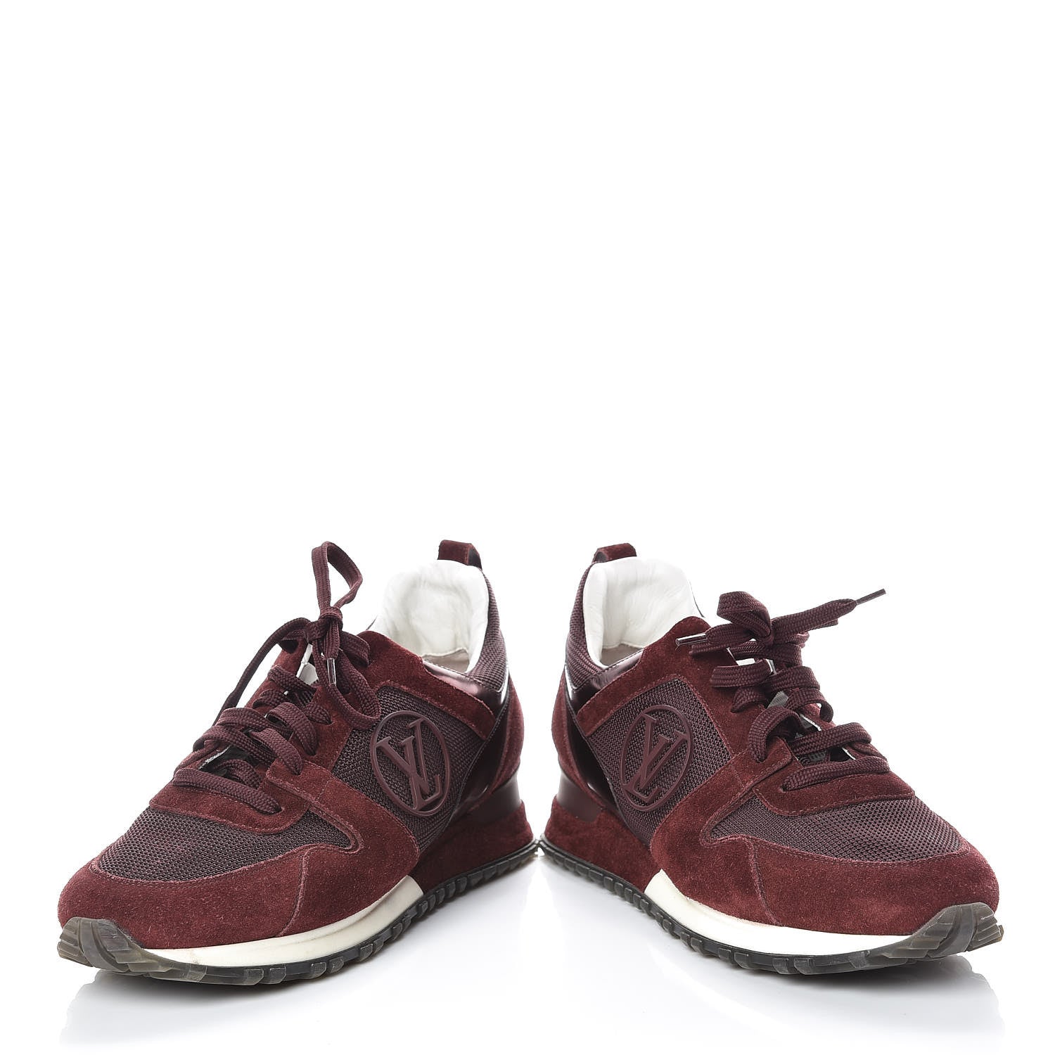 Louis Vuitton Suede Calfskin Run Away Sneakers 40 Burgundy 6 of 9