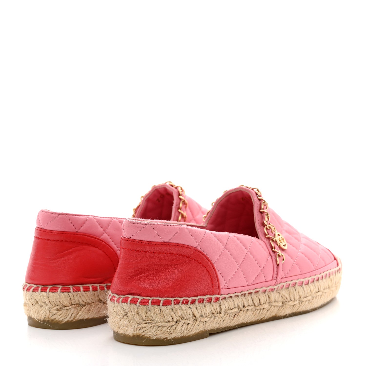 Chanel Lambskin Quilted CC Chain Espadrilles 39 Pink Red 4 of 8