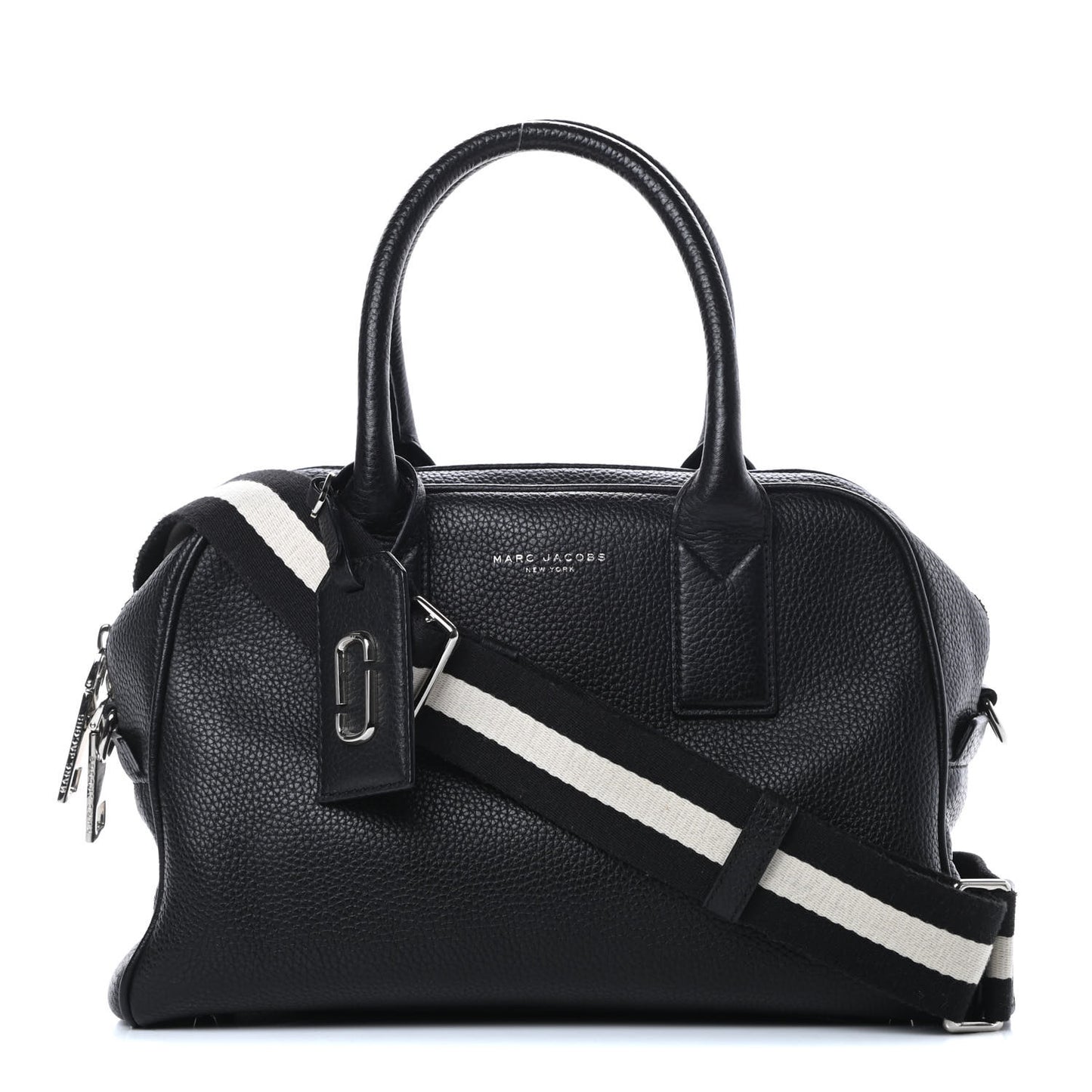 Pebbled Calfskin Gotham Bauletto Satchel Black