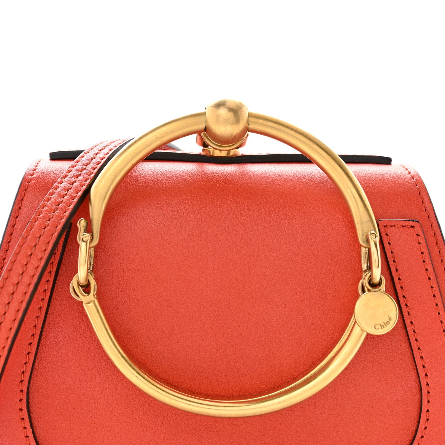 Chloe Calfskin Suede Small Nile Bracelet Bag Sepia Red 8 of 12