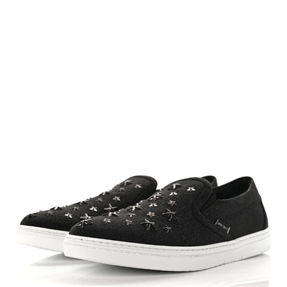Jimmy Choo Fine Glitter Suede Mens Grove Sneakers 41.5 Black 3 of 7