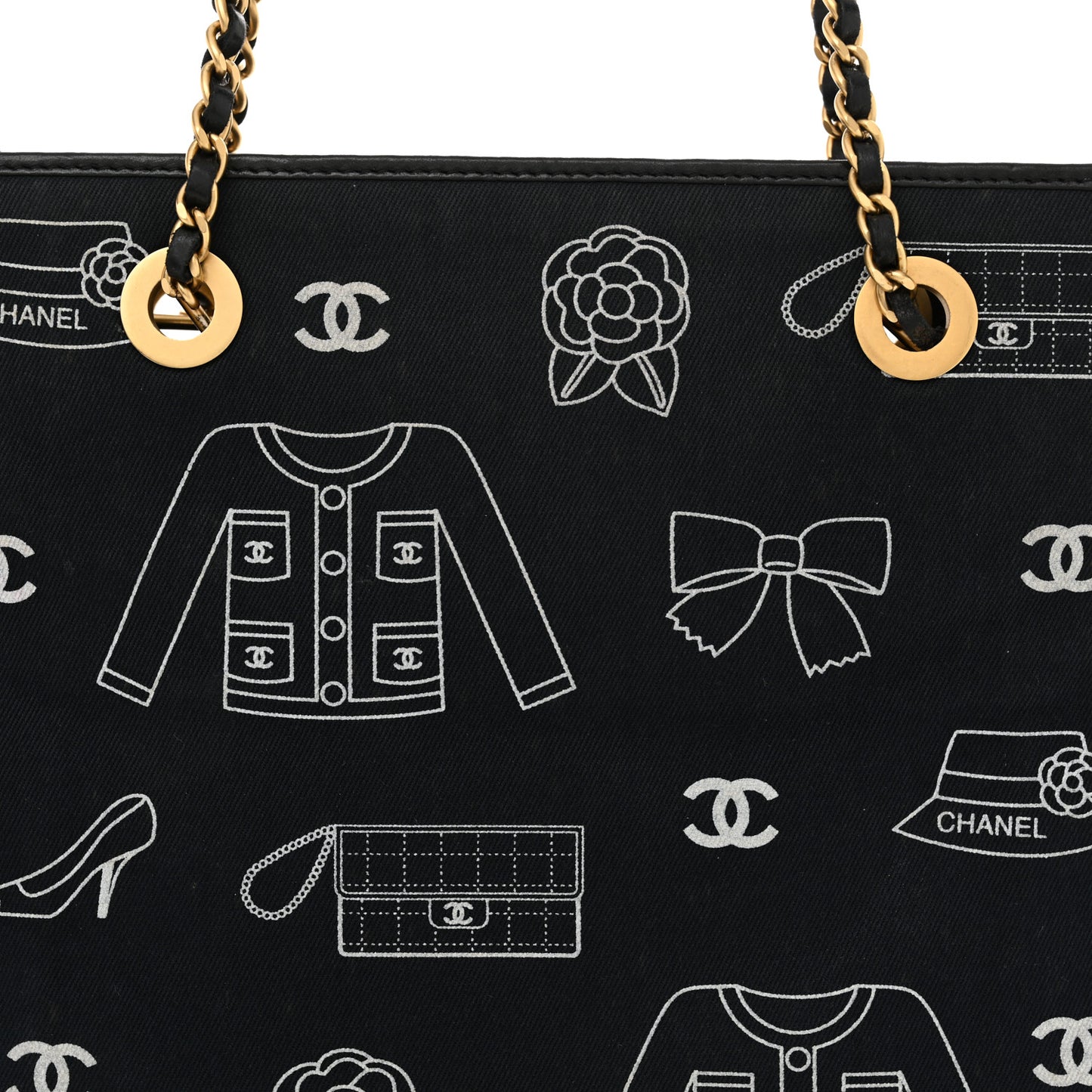 Canvas Coco Small Shopping Tote Black White