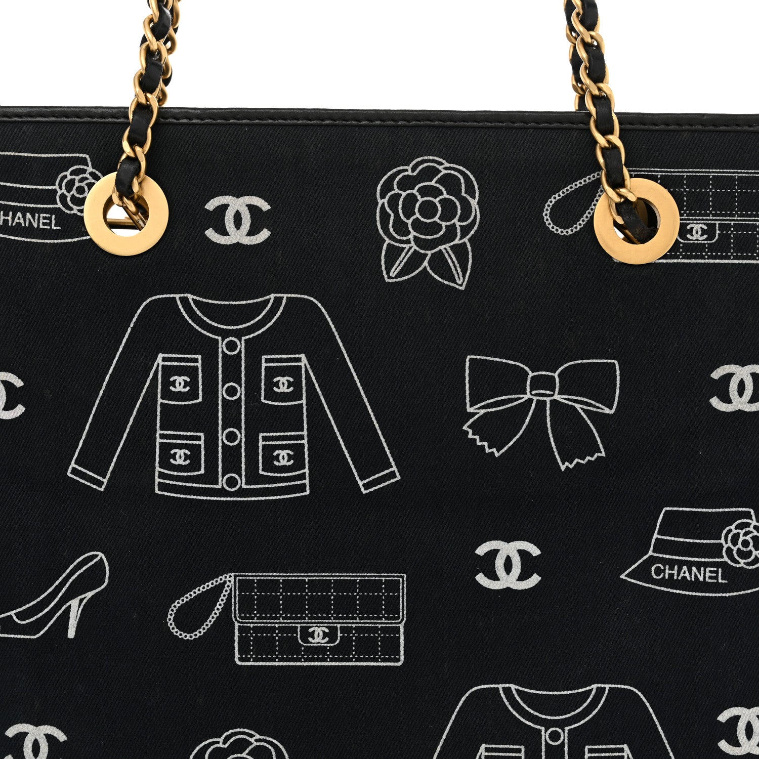 Chanel Canvas Coco Small Shopping Tote Black White 11 of 18