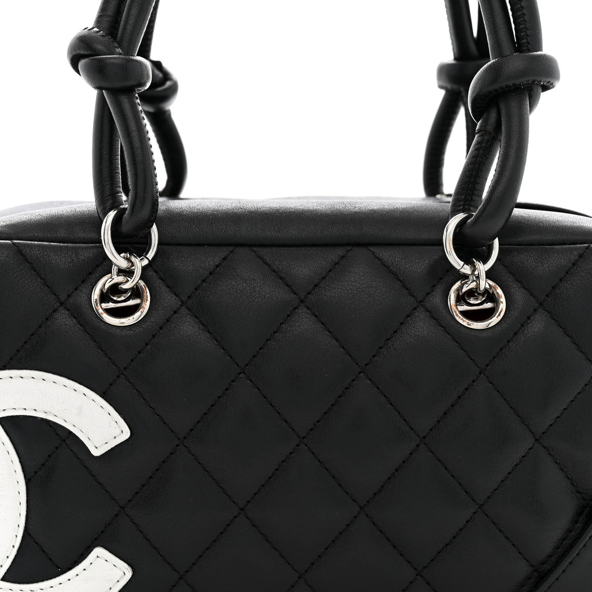 Chanel Calfskin Quilted Small Cambon Bowler Black White 8 of 10