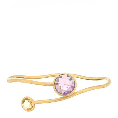 Marco Bicego 18K Yellow Gold Amethyst Citrine Jaipur Crossover Bangle Bracelet 1 of 4