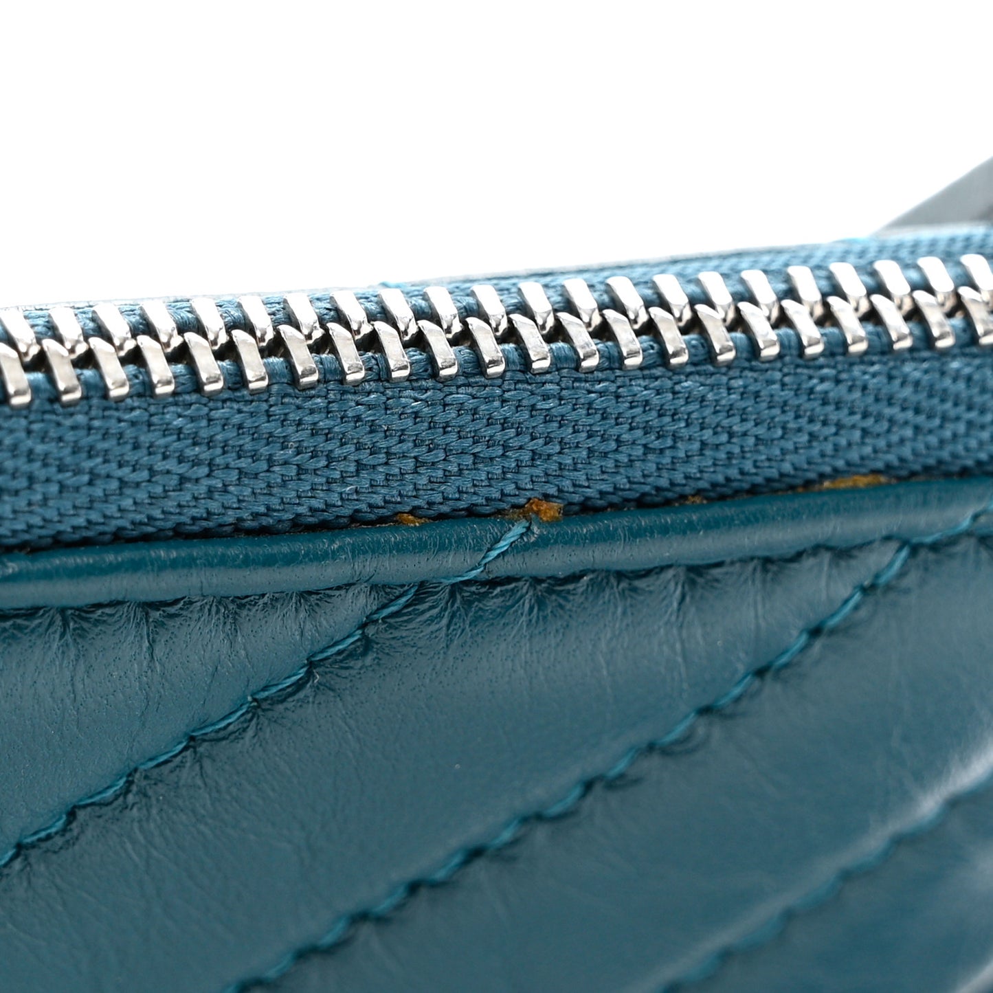 Lambskin Chevron Quilted Studded Small Cosmetic Case Blue