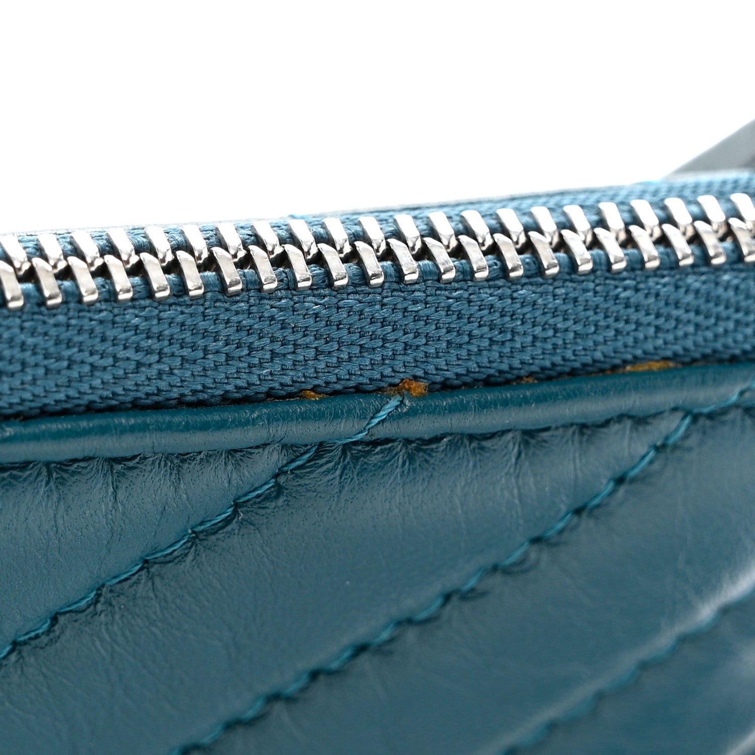 Chanel Lambskin Chevron Quilted Studded Small Cosmetic Case Blue 8 of 8
