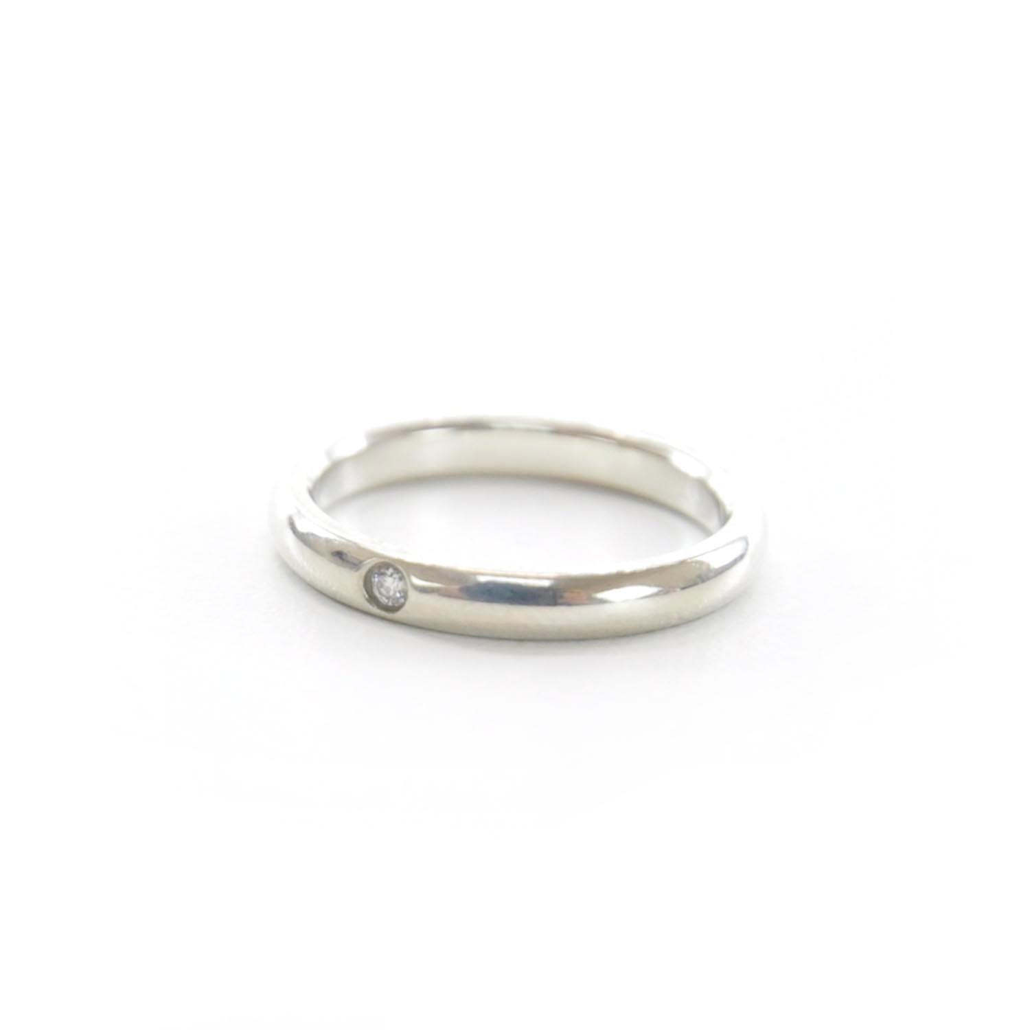 Tiffany Elsa Peretti Sterling Silver Diamond Band Ring 6 1 of 4