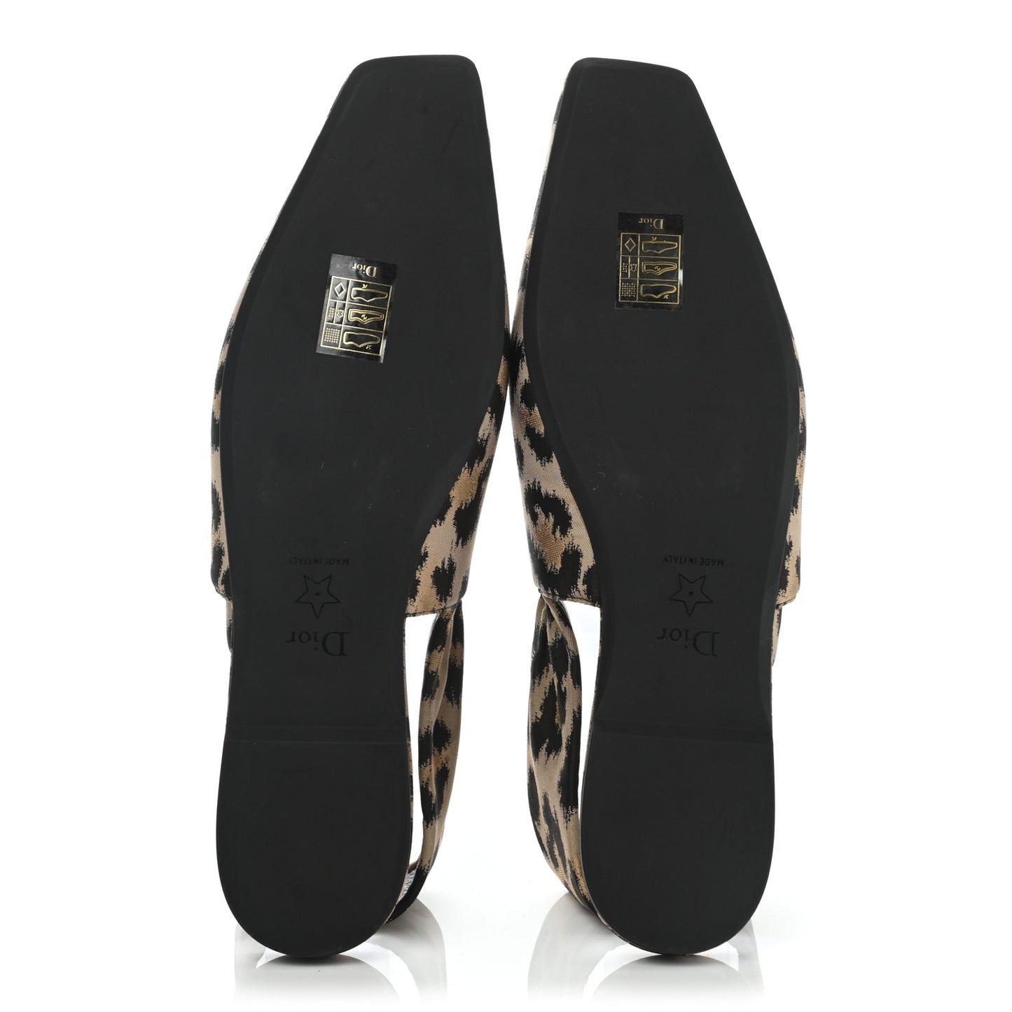 Nylon Leopard Print Mizza Slingback Flat 38.5 Beige Multicolor