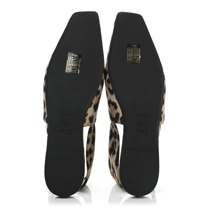Christian Dior Nylon Leopard Print Mizza Slingback Flat 38.5 Beige Multicolor 6 of 7