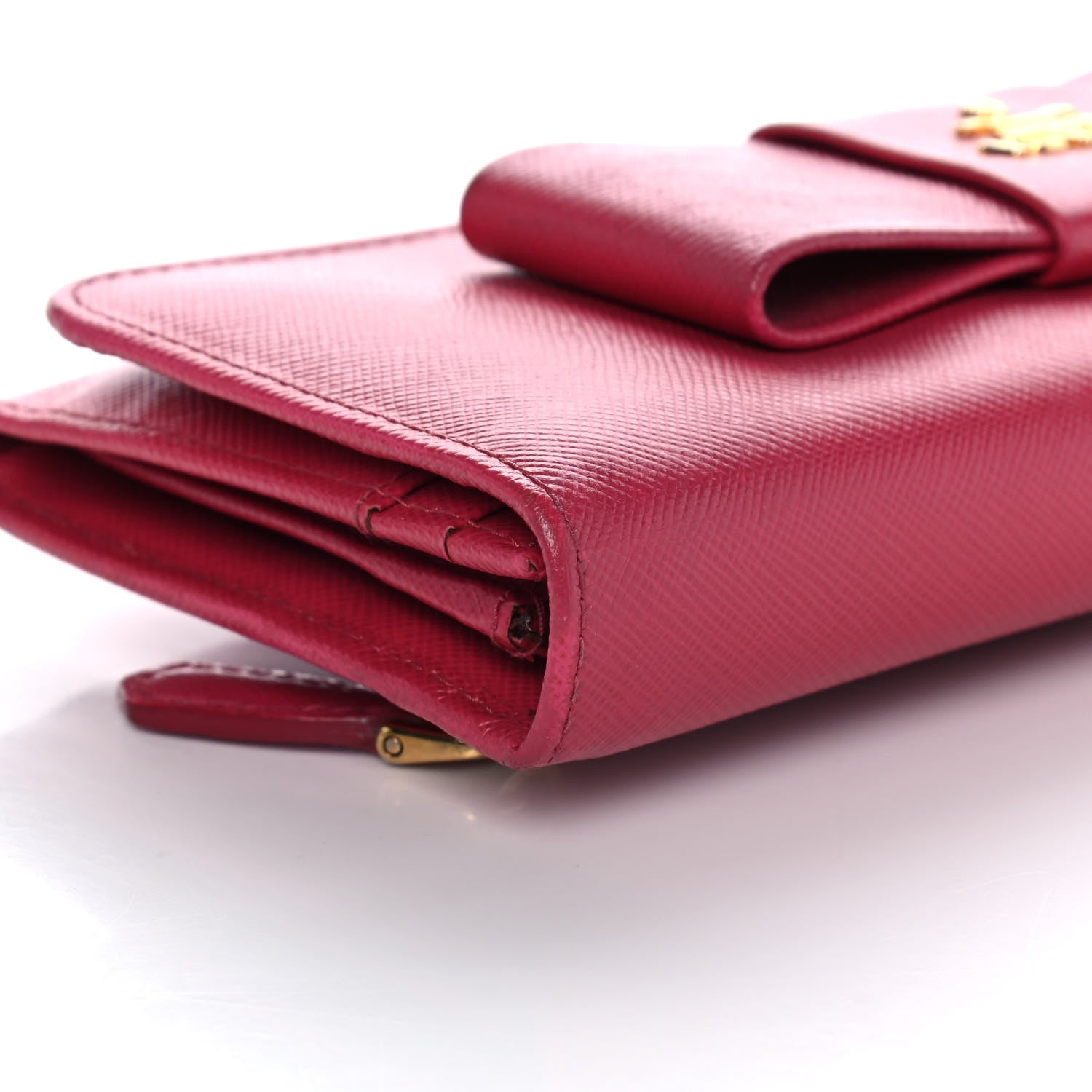 Prada Saffiano Fiocco Bow Continental Wallet Peonia 10 of 15