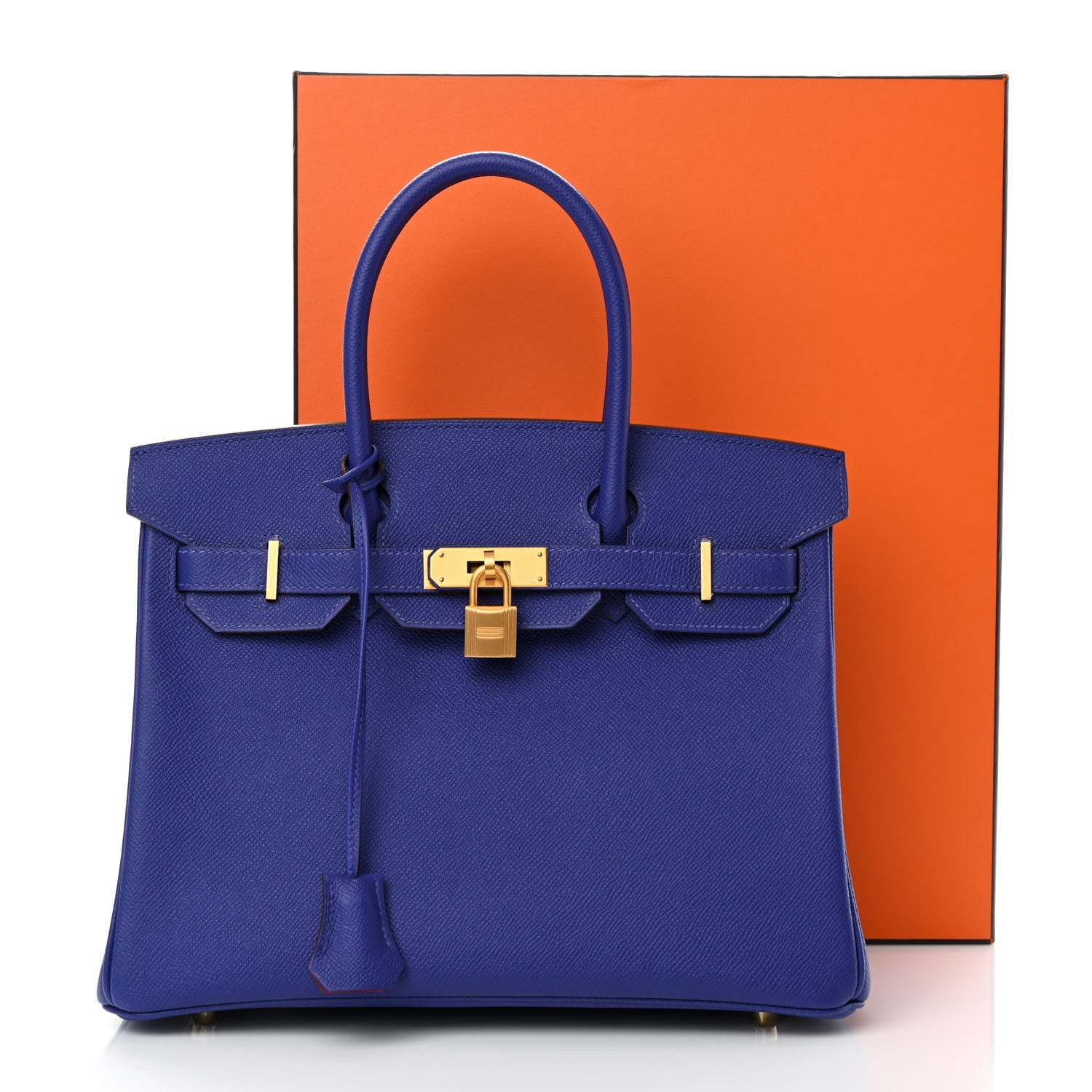 Hermes Epsom Horseshoe Birkin 30 Bleu Electrique Rose Pourpre 14 of 14