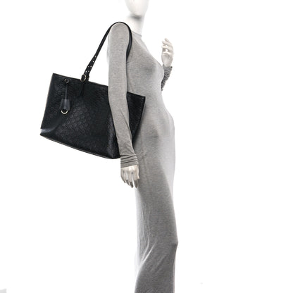 Gucci GG Calfskin Embossed Emblem Large Tote Bag Black 2 of 9