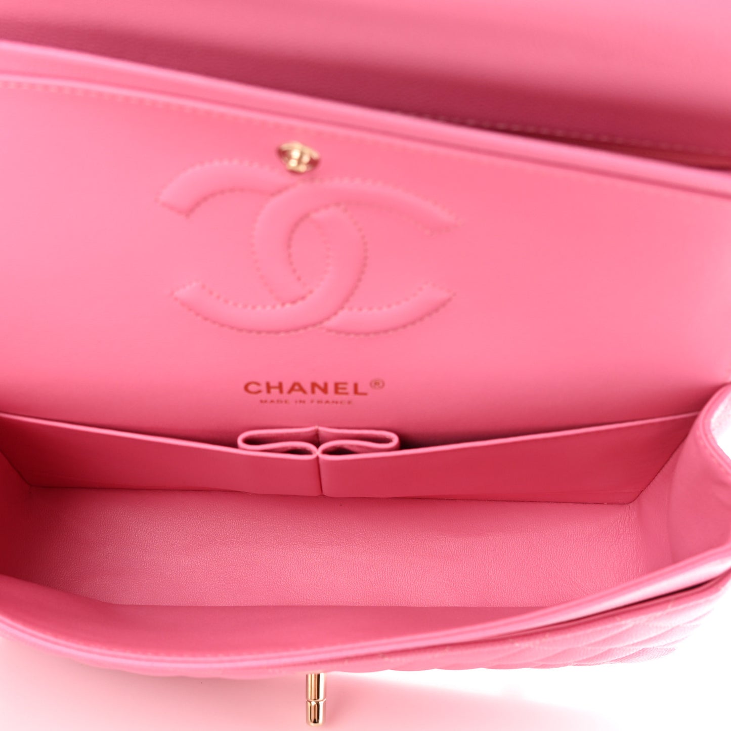 Caviar Quilted Medium Double Flap Pink