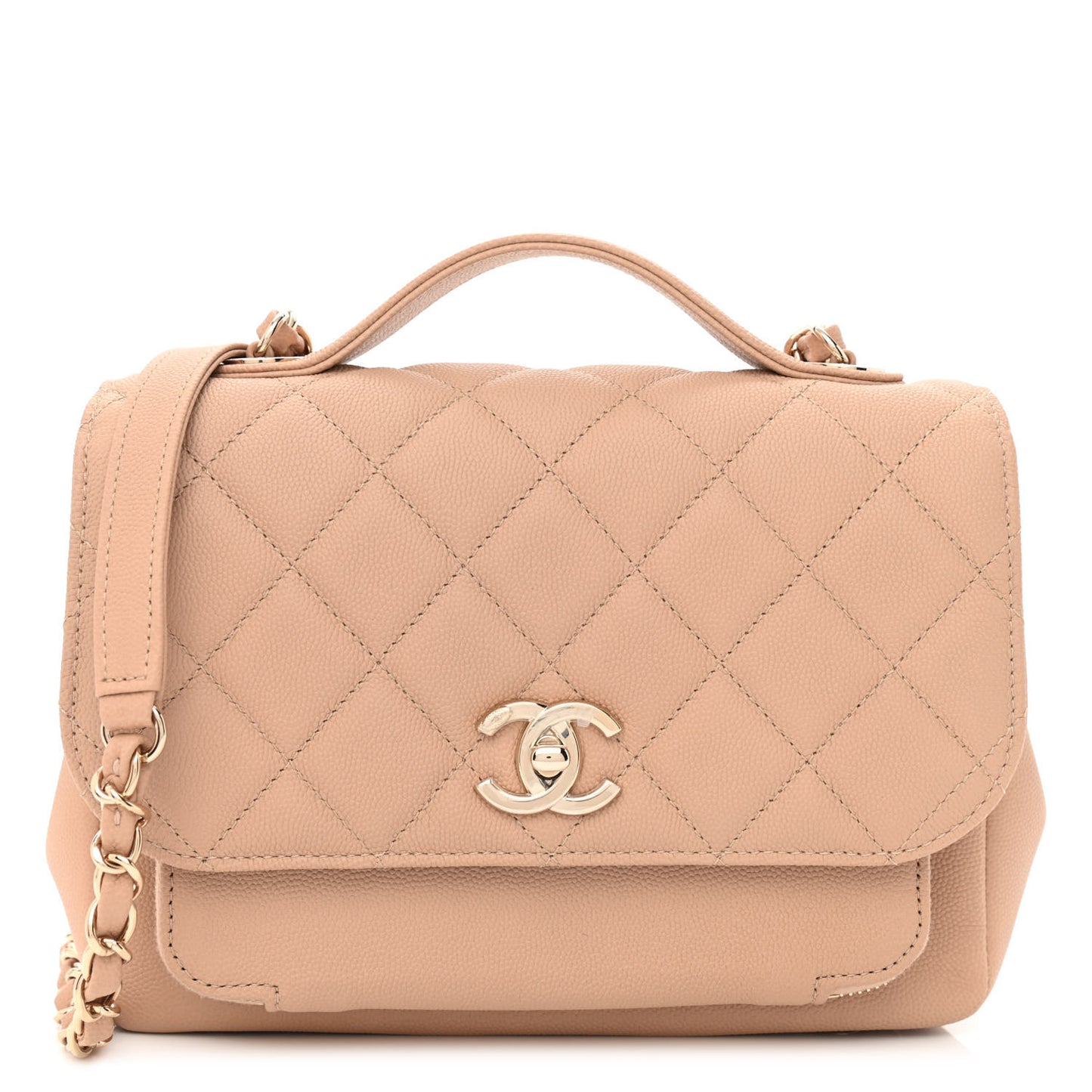 Caviar Quilted Medium Business Affinity Flap Beige