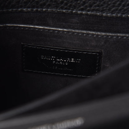 Saint Laurent Grained Calfskin Medium Monogram Sunset Satchel Black 6 of 10