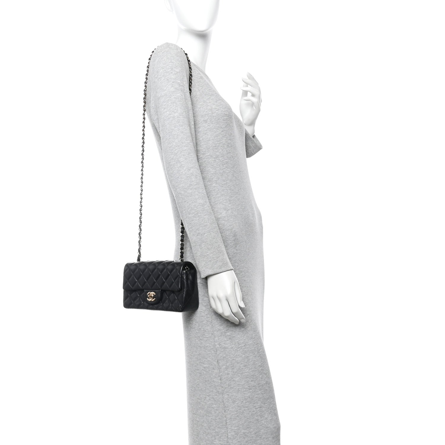 Chanel Lambskin Quilted Mini Rectangular Flap Black 2 of 11