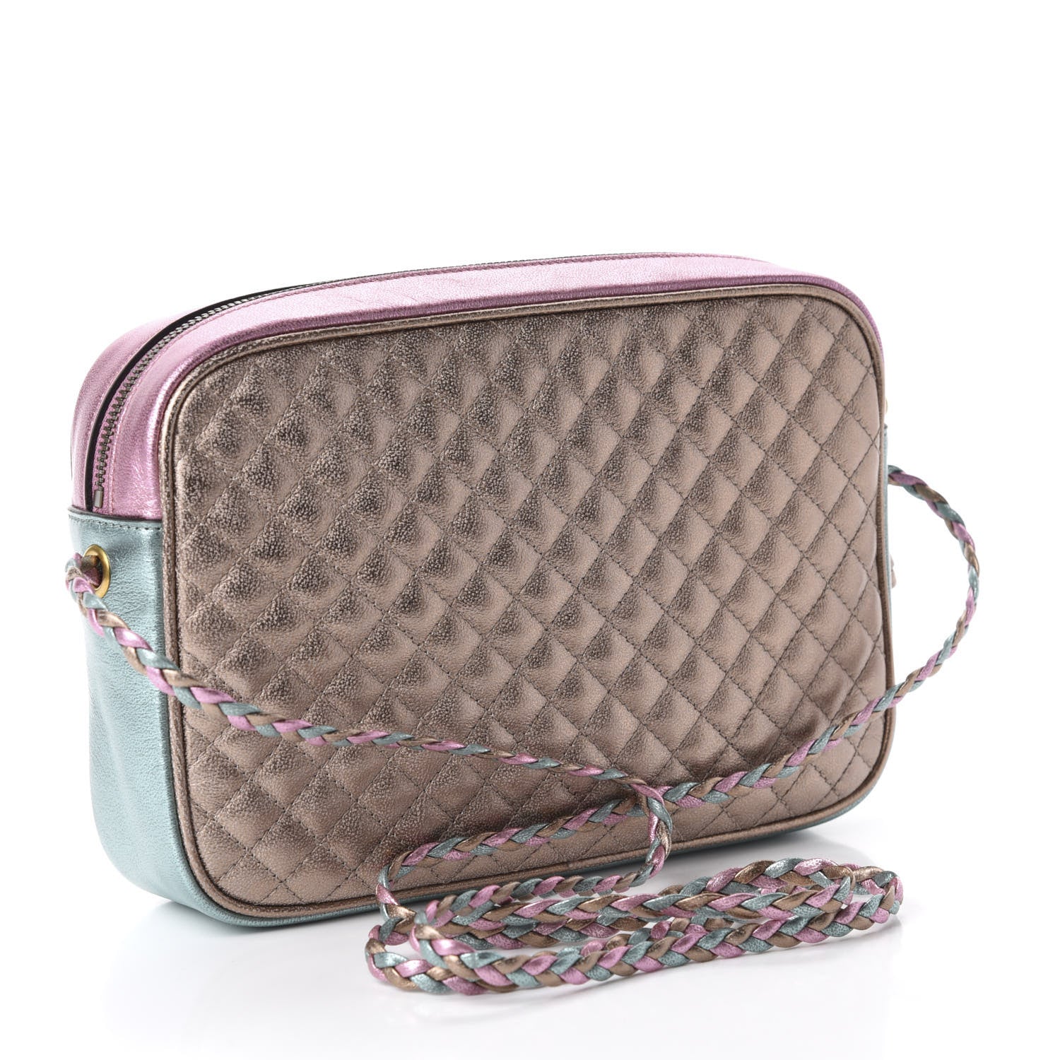 Gucci Laminated Nappa Trapuntata Small Zumi Shoulder Bag Rosa Lago Rame 3 of 11