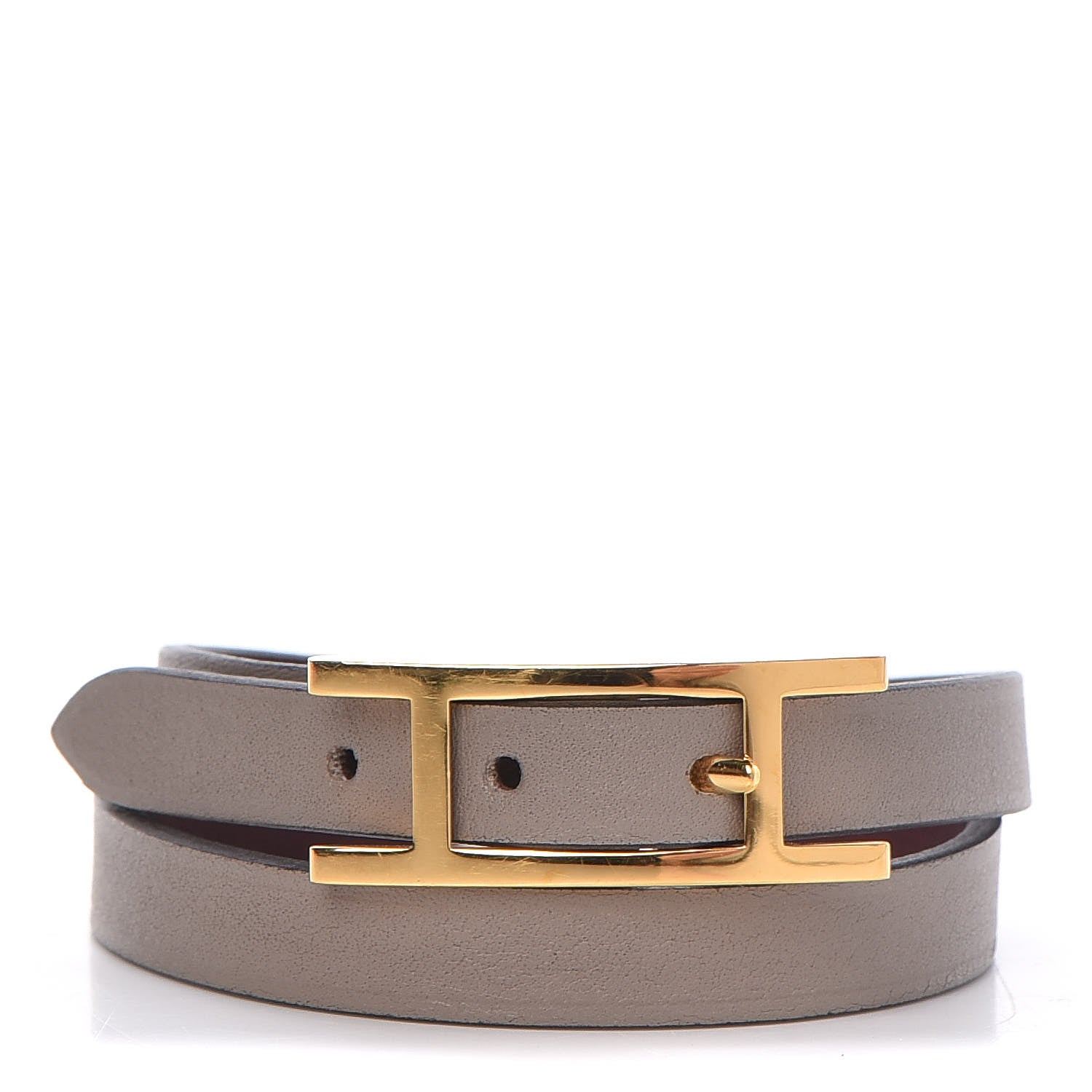 Hermes Swift Behapi Double Tour Bracelet T2 Gris Asphalte Bordeaux 1 of 6