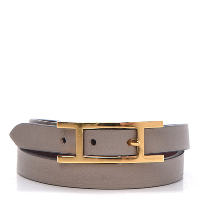 Hermes Swift Behapi Double Tour Bracelet T2 Gris Asphalte Bordeaux 1 of 6