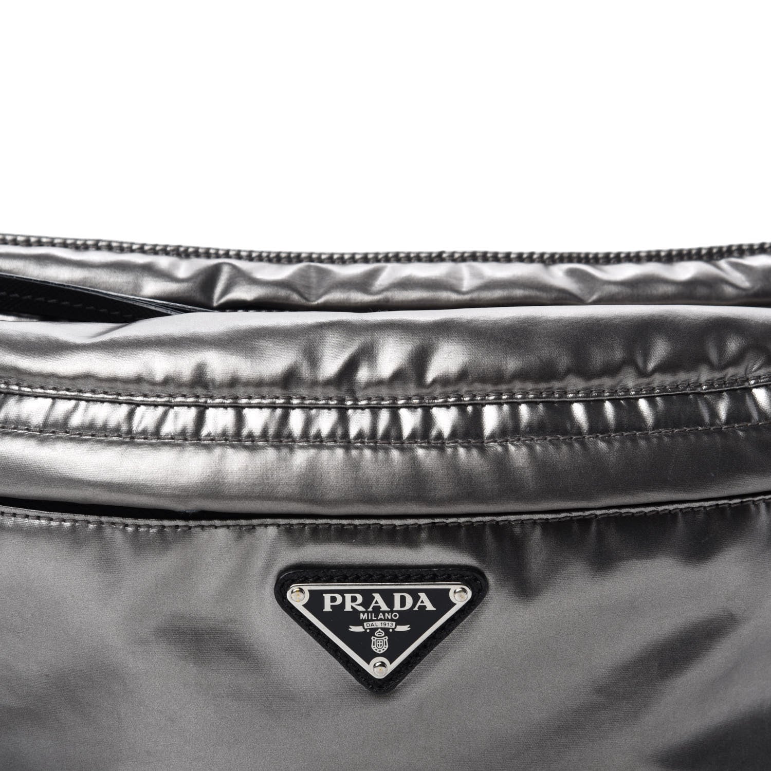 Prada Metallic Tessuto Nylon Metal Belt Bag Ferro 11 of 11
