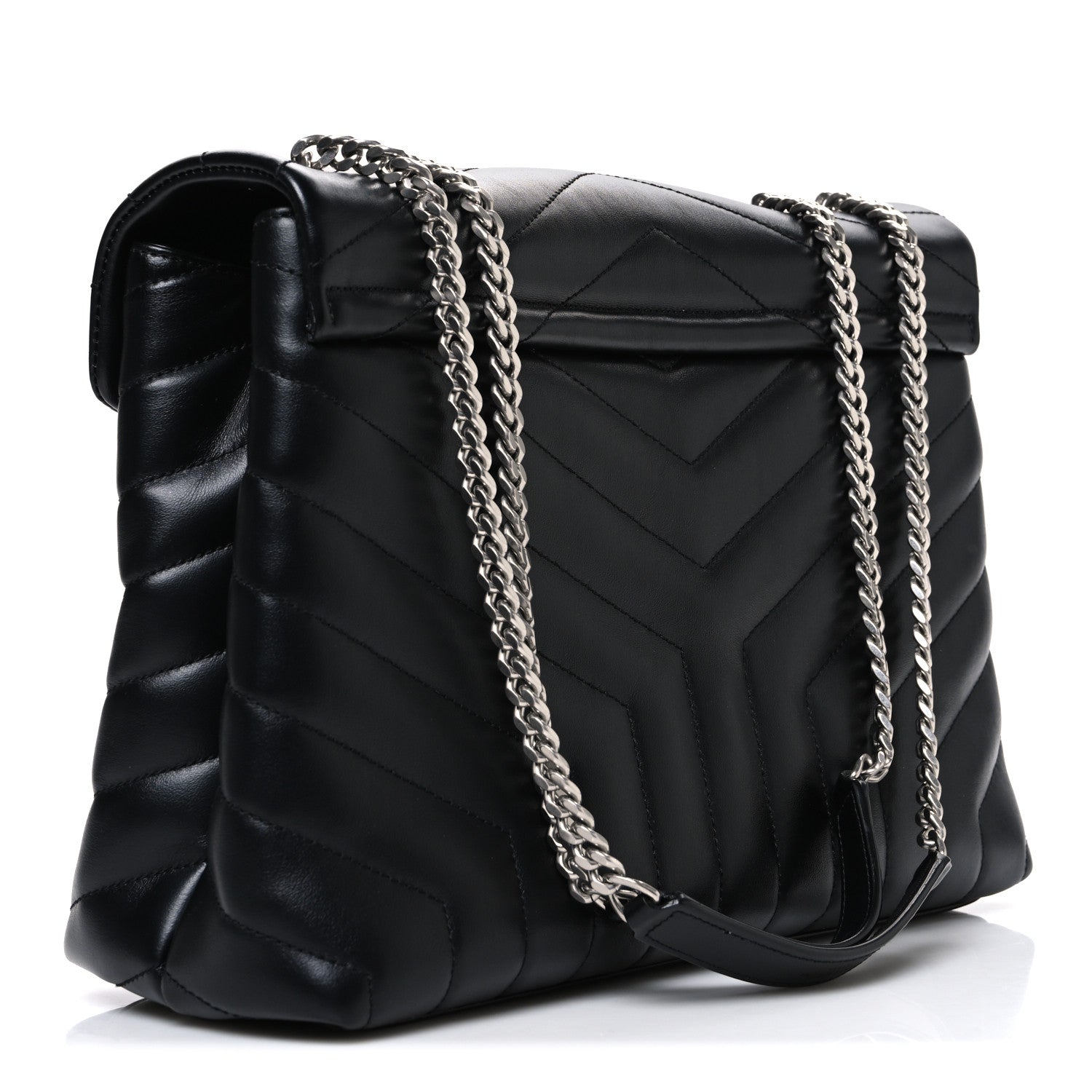 Saint Laurent Calfskin Y Quilted Monogram Medium Loulou Chain Satchel Black 3 of 10