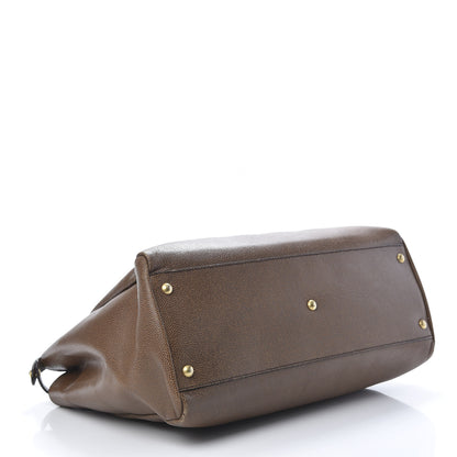 Fendi Patent Large Peekaboo Iconic Satchel Brown 4 of 17