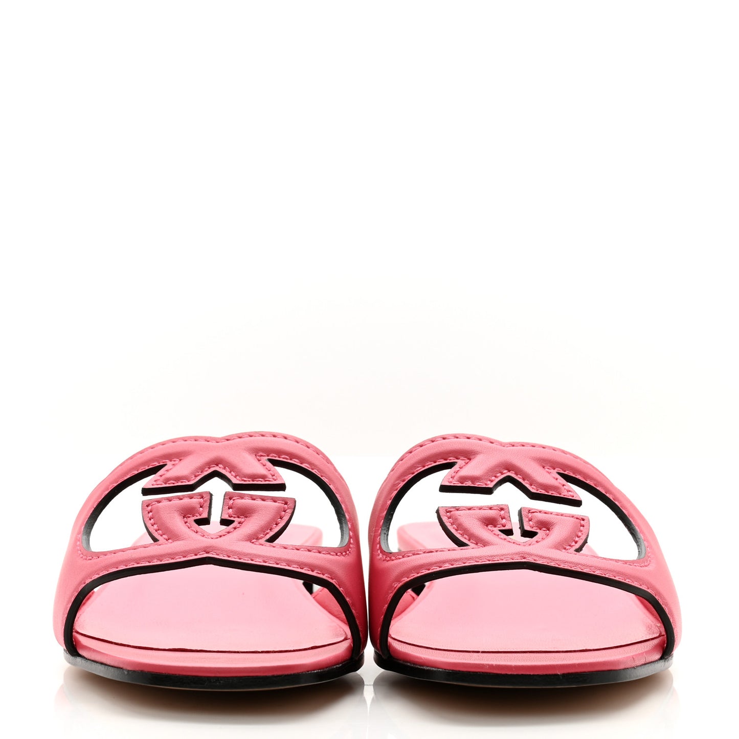 Cosmos Softy Calfskin Interlocking G Cut Out Slide Sandals 37.5 Rhodamine Pink